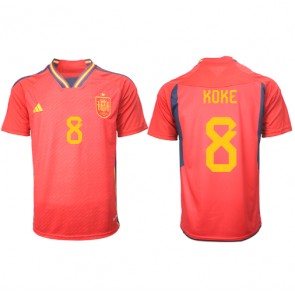 Spain Koke #8 Replica Home Stadium Shirt World Cup 2022 Short Sleeve